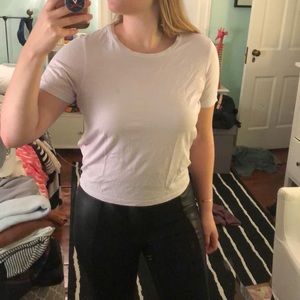 Lilac purple cropped t shirt with cut out back